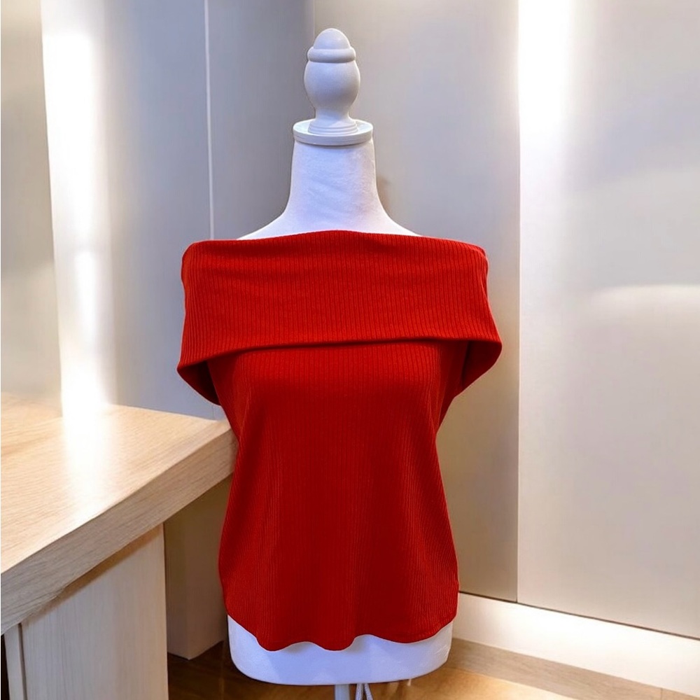 A New Day Vibrant Red Ribbed Top XL